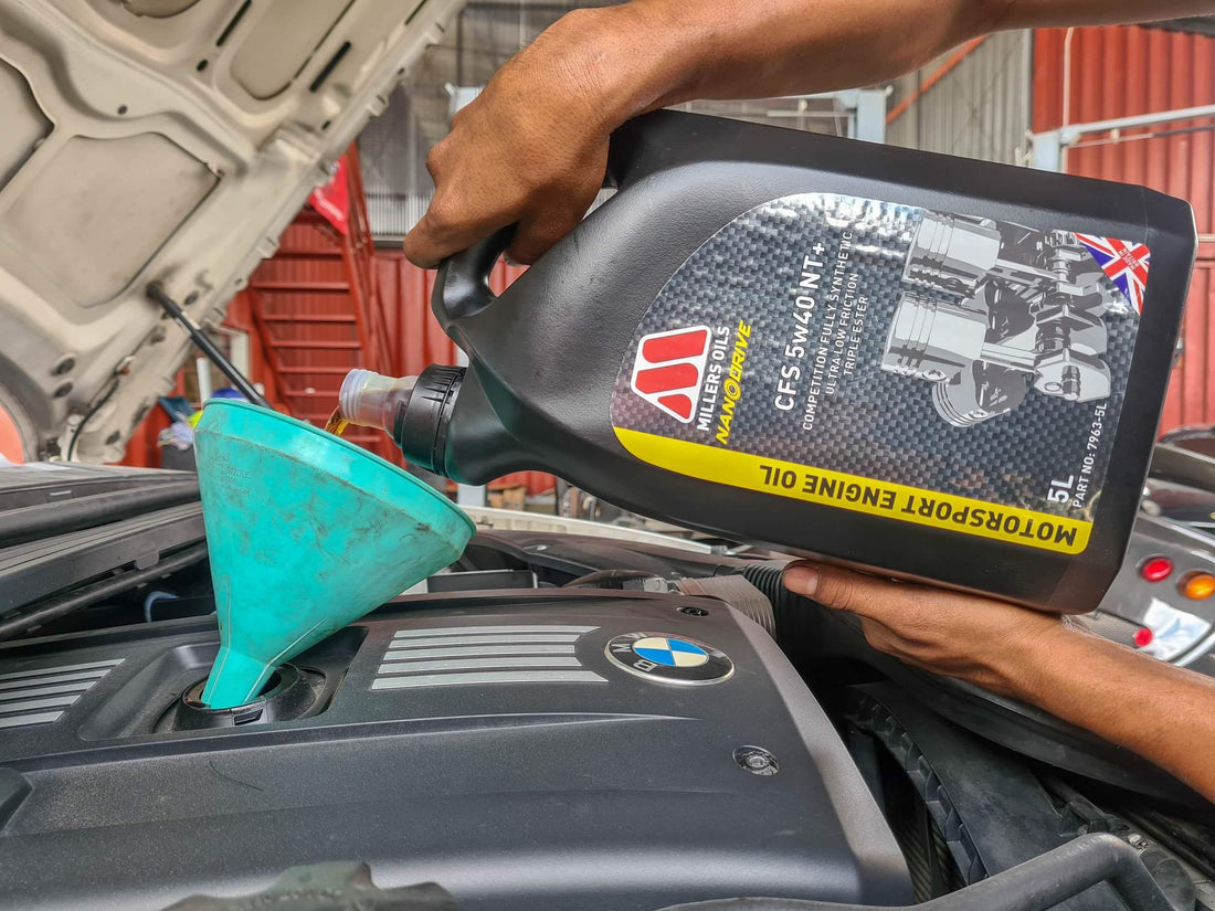 BMW M140i in for some servicing using Millers Motorsport CFS Fully synthetic engine oil