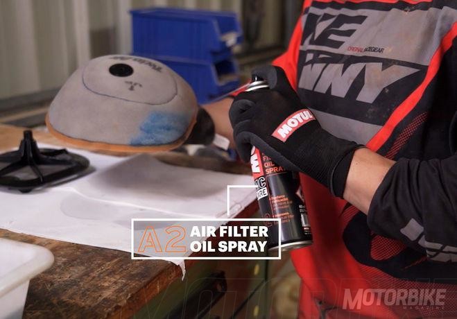 Motul air filter oil spray used for car servicing
