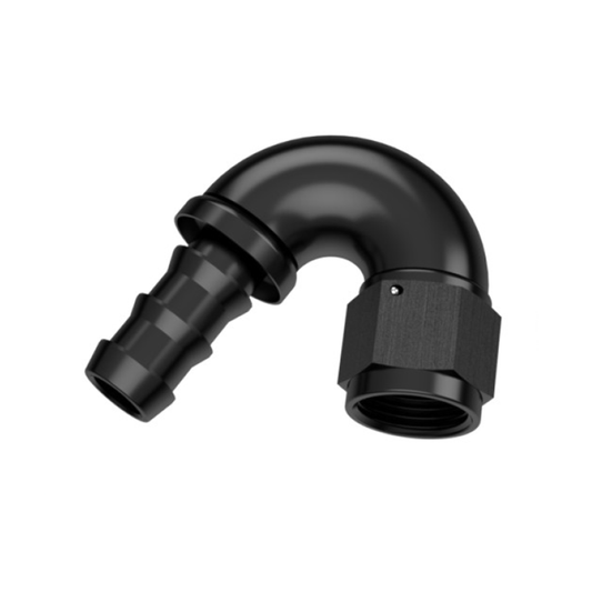 150° FULL FLOW PUSH ON AN HOSE END