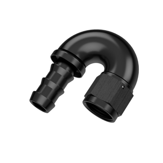 180° FULL FLOW PUSH ON AN HOSE END