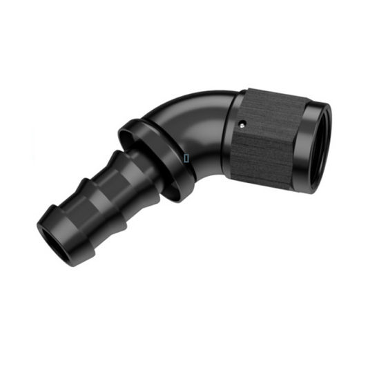 60° FULL FLOW PUSH ON AN HOSE END