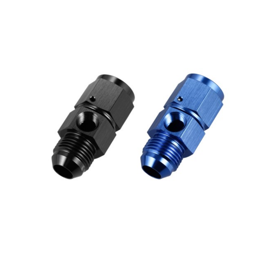AN FEMALE TO MALE ADAPTER WITH 1/8" NPT PORT FOR FUEL/OIL GAUGE