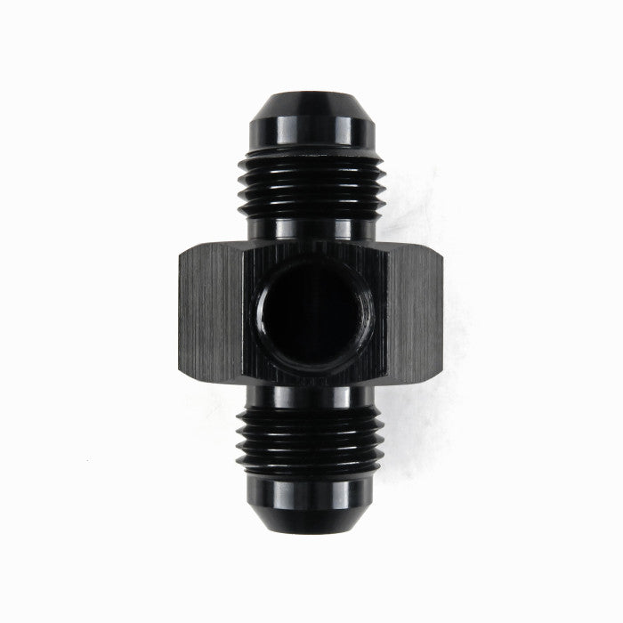 HEL Adapter Male -6 AN6 JIC TO Male -6 AN6 JIC With 1/8NPT Sensor Port Aluminium Black HA-MMSP-06-06-1/8NPT-AL-BLK