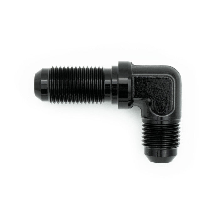 HEL Bulkhead Fitting -6 AN6 JIC 90 Degree Aluminium Black HBU-06-90-AL-BLK