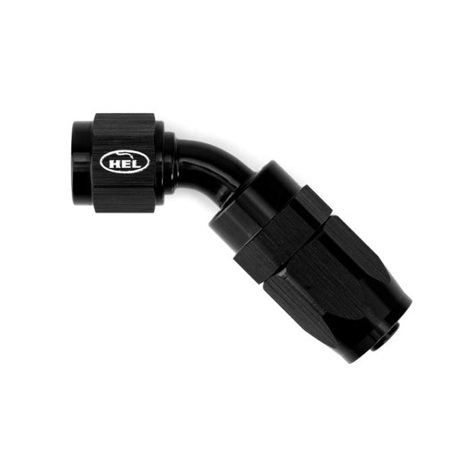 HEL Braided Hose Crimped Fitting -8 AN8 JIC 45 Degree Aluminium Black HHCF-08-45-AL-BLK