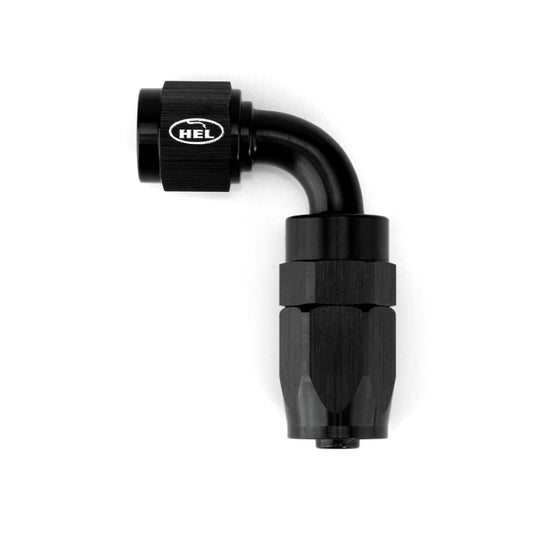 HEL Braided Hose Crimped Fitting -8 AN8 JIC 90 Degree Aluminium Black HHCF-08-90-AL-BLK