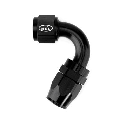 HEL Braided Hose Fitting -8 AN8 JIC 150 Degree Aluminium Black HHF-08-150-AL-BLK