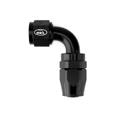 HEL Braided Hose Fitting -20 AN20 JIC 90 Degree Aluminium Black HHF-20-90-AL-BLK