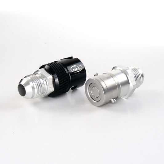 HEL Quick Release Dry Break Coupling -6 AN6 JIC Aluminium Black/Silver HQR-06-06-AL-BLK